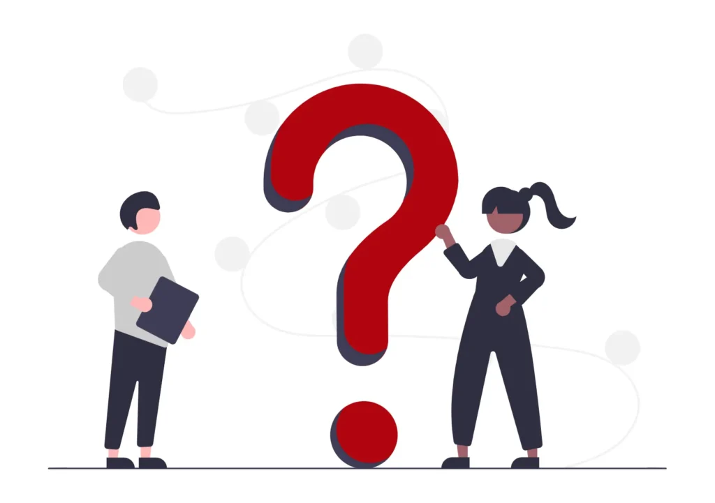 تصویر گرافیکی دو نفر در حال پرسش و پاسخ